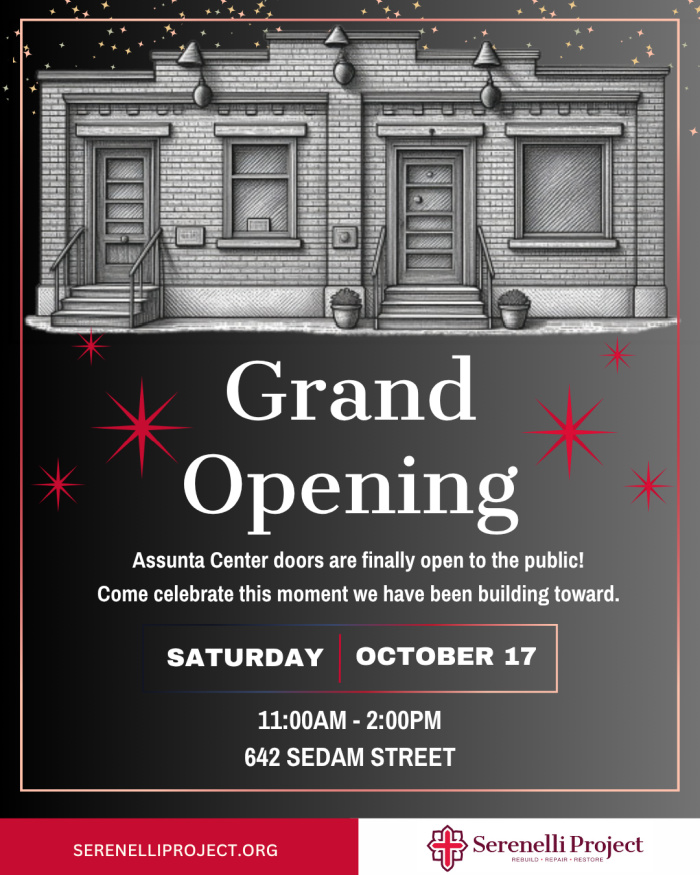 Grand Opening announcement for Assunta Center, Serenelli Project